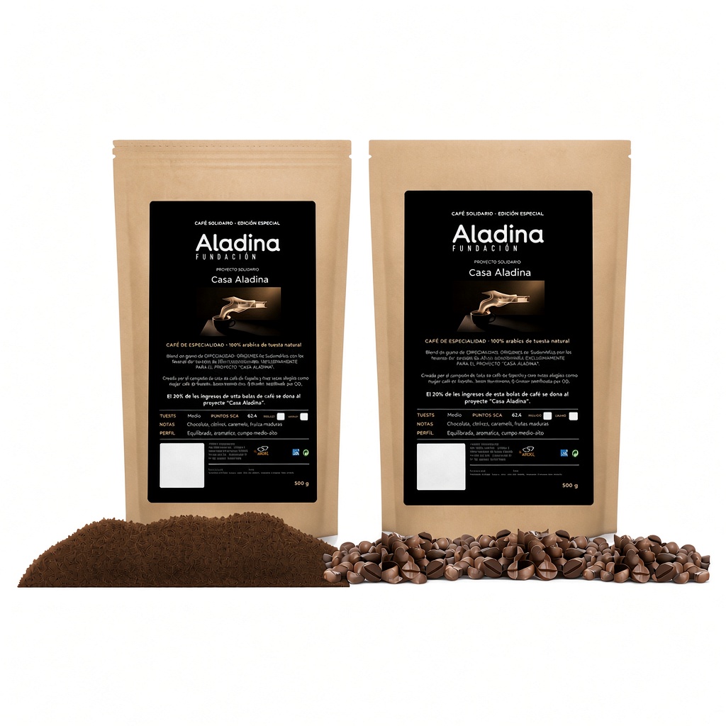 Pack Dúo de dos bolsas de 500 g de café de especialidad Casa Aladina